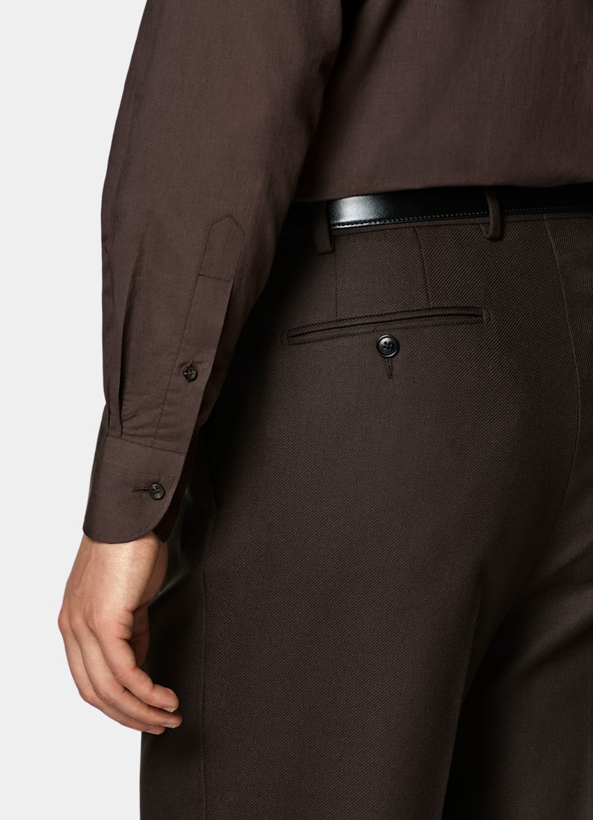 SUITSUPPLY Egyptian Cotton by Albini, Italy Dark Brown Cotton Shirt