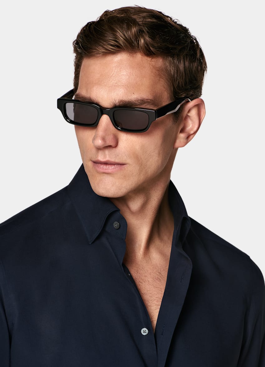 SUITSUPPLY Lyocell by Testa 1919 Srl, Italy Navy Lyocell Shirt