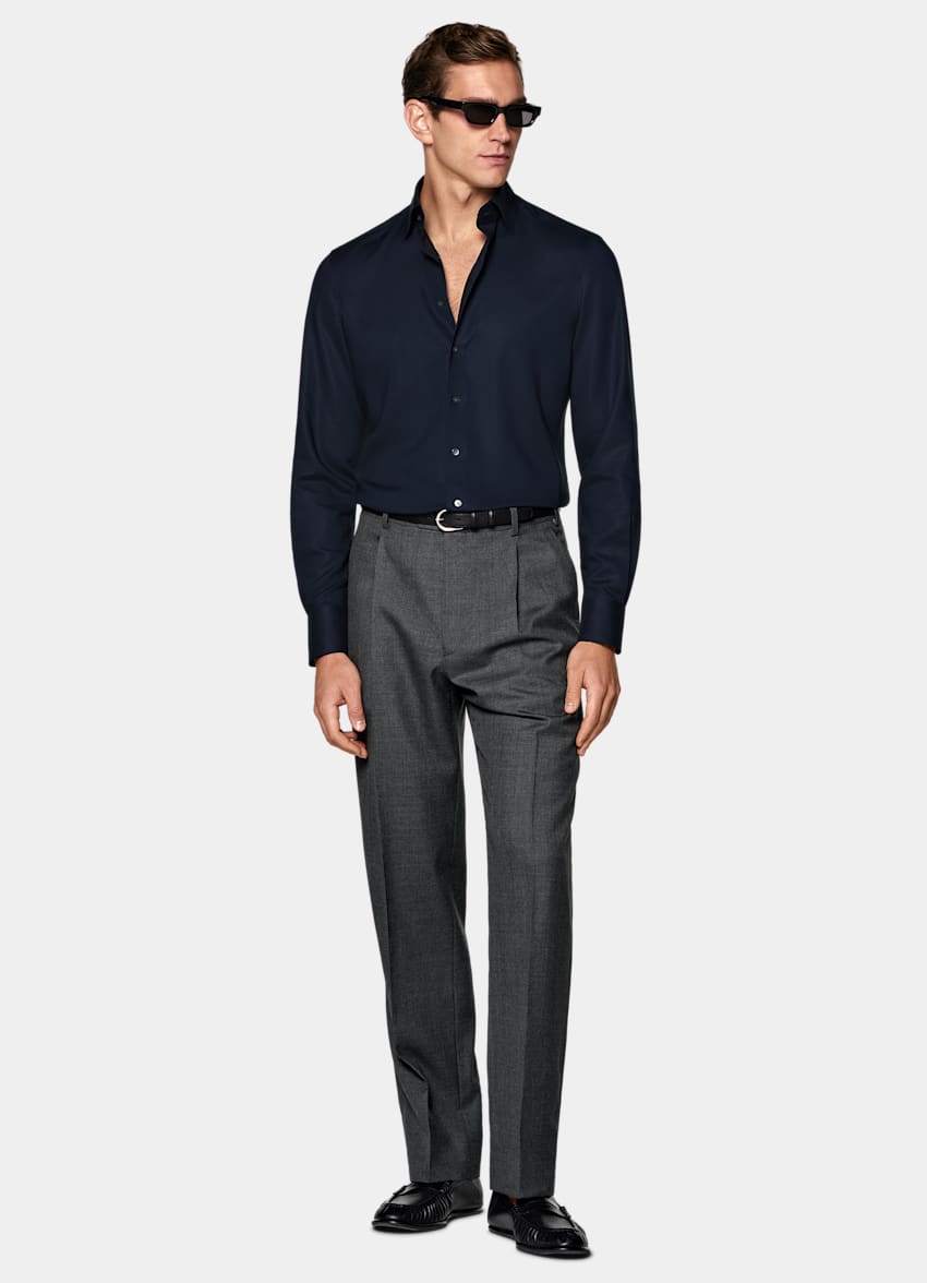 SUITSUPPLY Lyocell by Testa 1919 Srl, Italy Navy Lyocell Shirt