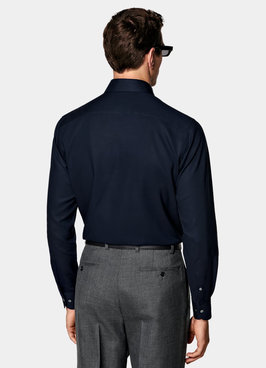 SUITSUPPLY Lyocell by Testa 1919 Srl, Italy Navy Lyocell Shirt