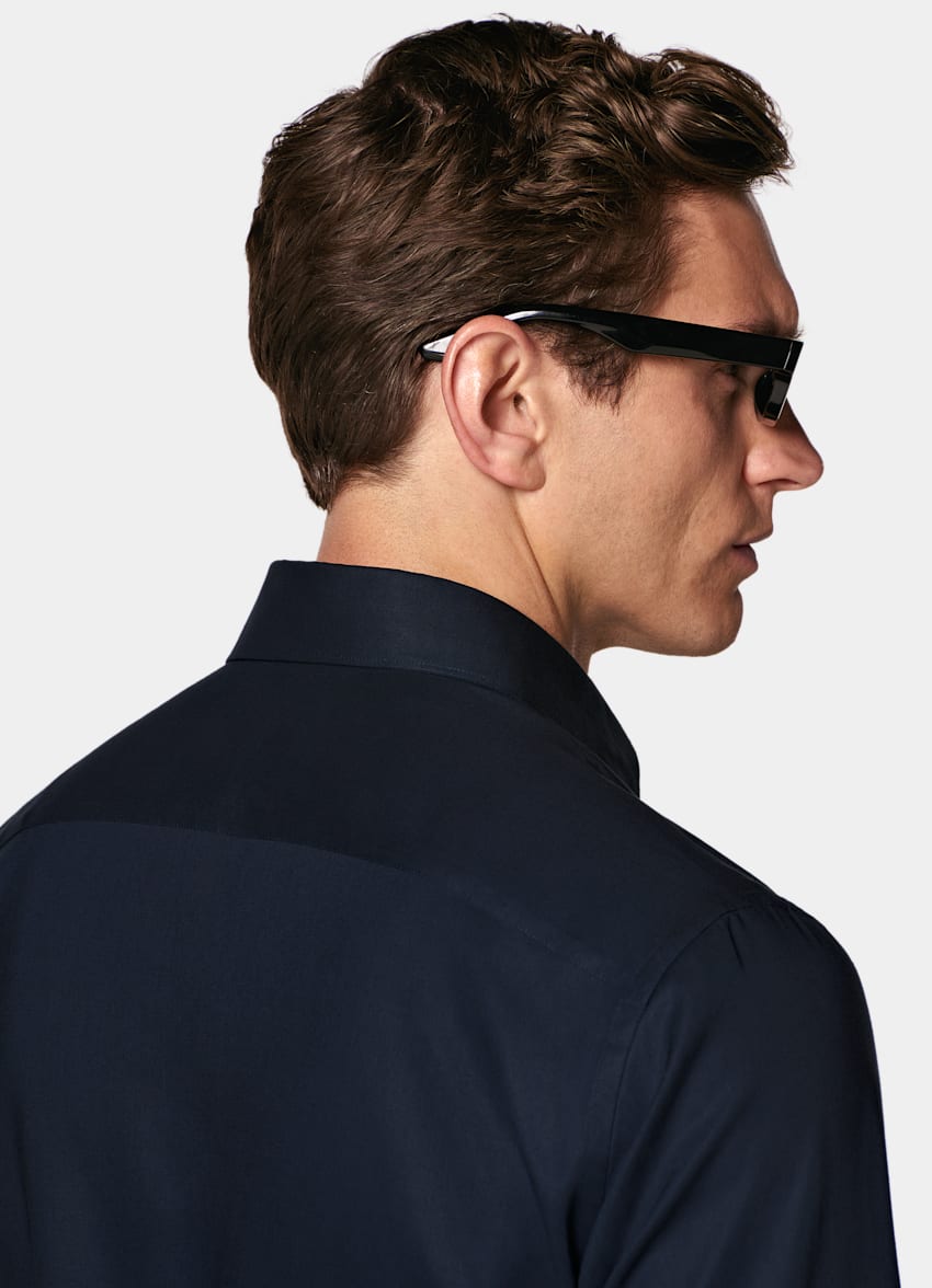 SUITSUPPLY Lyocell by Testa 1919 Srl, Italy Navy Lyocell Shirt