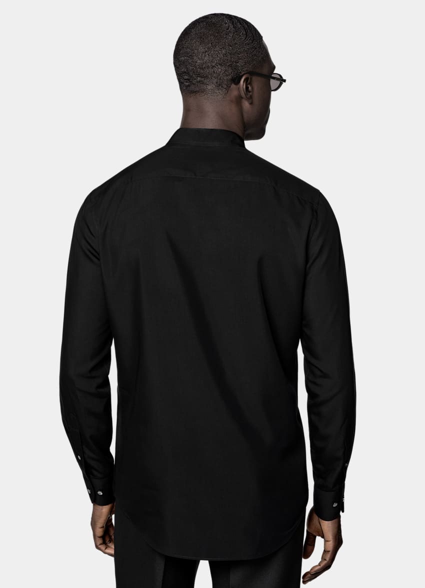 SUITSUPPLY Lyocell Silk by Albini, Italy Black Lyocell SIlk Shirt