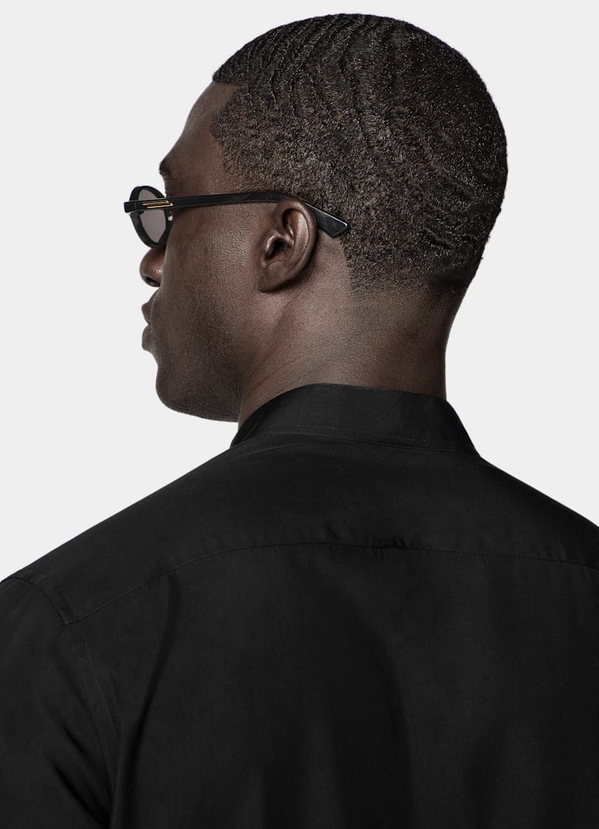 SUITSUPPLY Lyocell Silk by Albini, Italy Black Lyocell SIlk Shirt