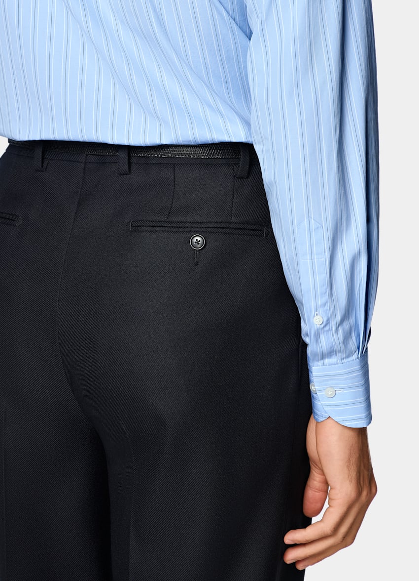 SUITSUPPLY Coton &eacute;gyptien - Thomas Mason, Italie Chemise &agrave; col &agrave; point rayures bleu clair