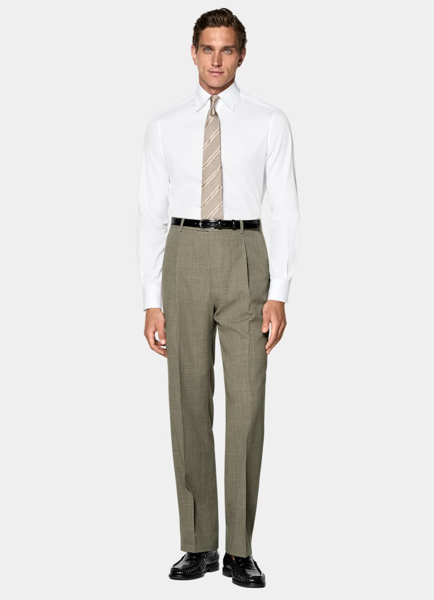 SUITSUPPLY Cotton Silk by Thomas Mason, Italy White Classic Collar Shirt