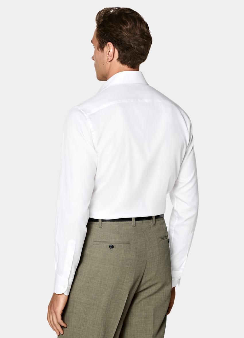 SUITSUPPLY Cotton Silk by Thomas Mason, Italy White Classic Collar Shirt
