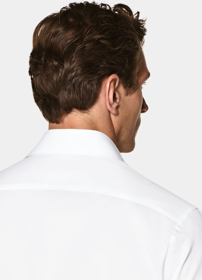 SUITSUPPLY Cotton Silk by Thomas Mason, Italy White Classic Collar Shirt