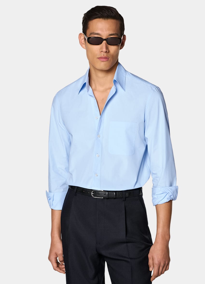 SUITSUPPLY Pur coton - Sidogras, Espagne Chemise en coton bleu clair