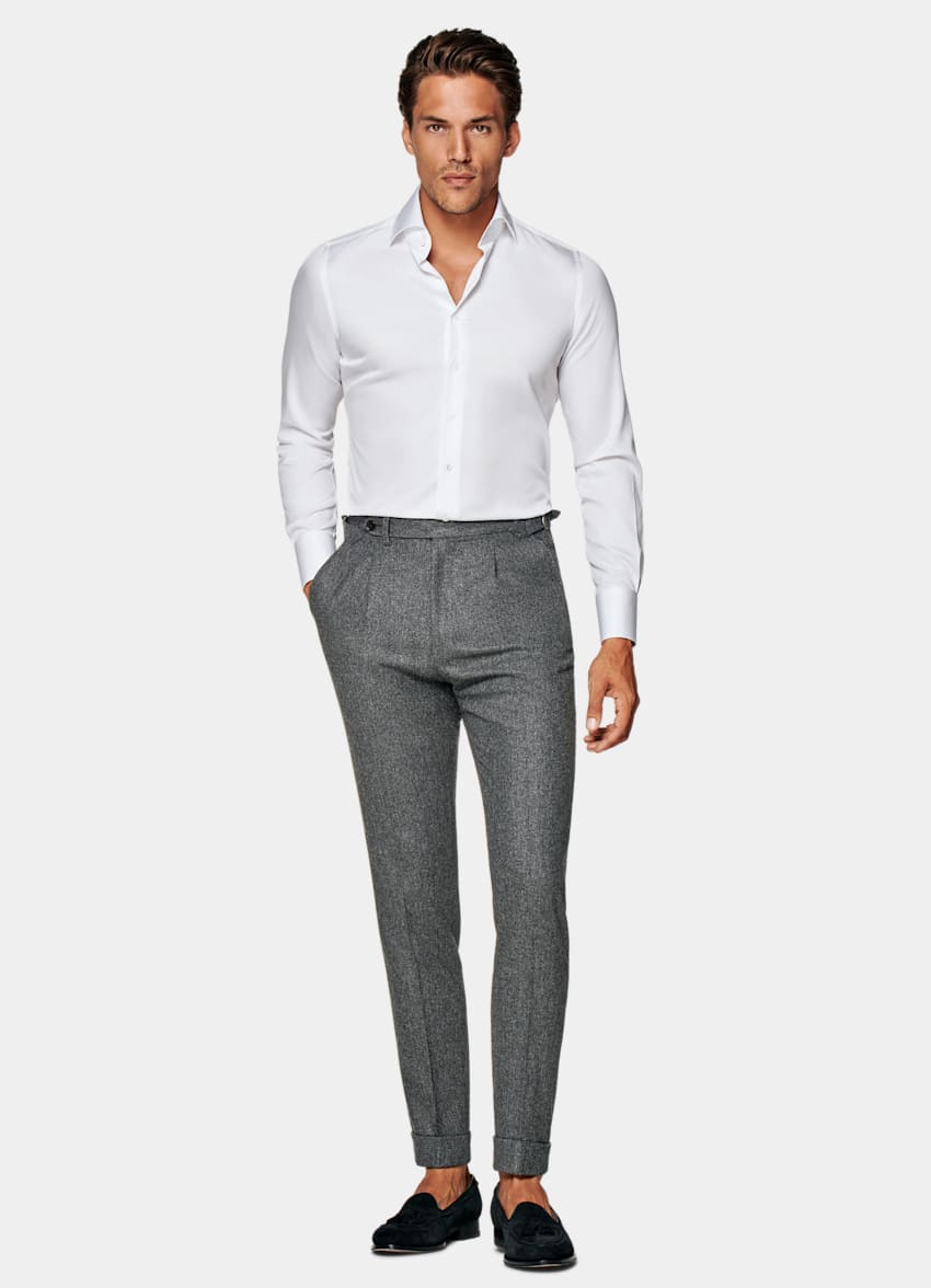 White Twill Slim Fit Shirt in Egyptian Cotton | SUITSUPPLY US