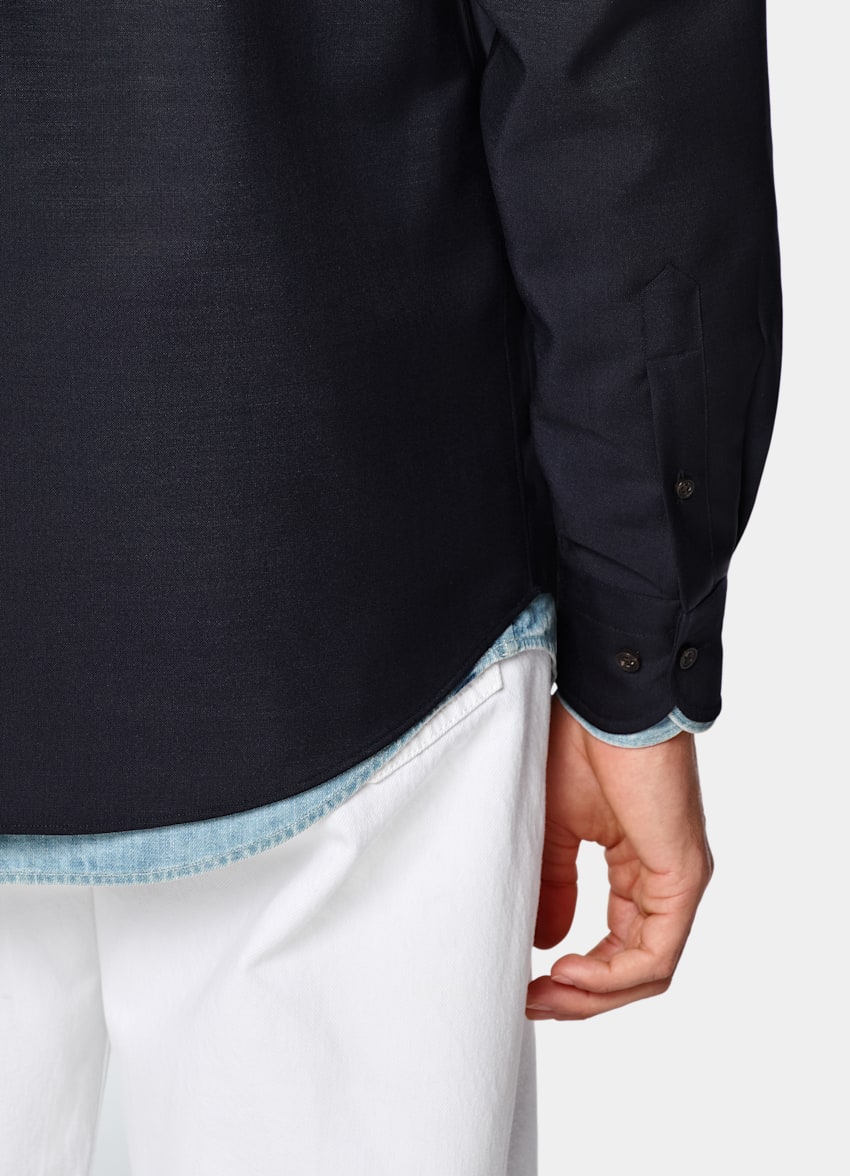 SUITSUPPLY Wool Mohair by Vitale Barberis Canonico, Italy Navy Wool Mohair Overshirt