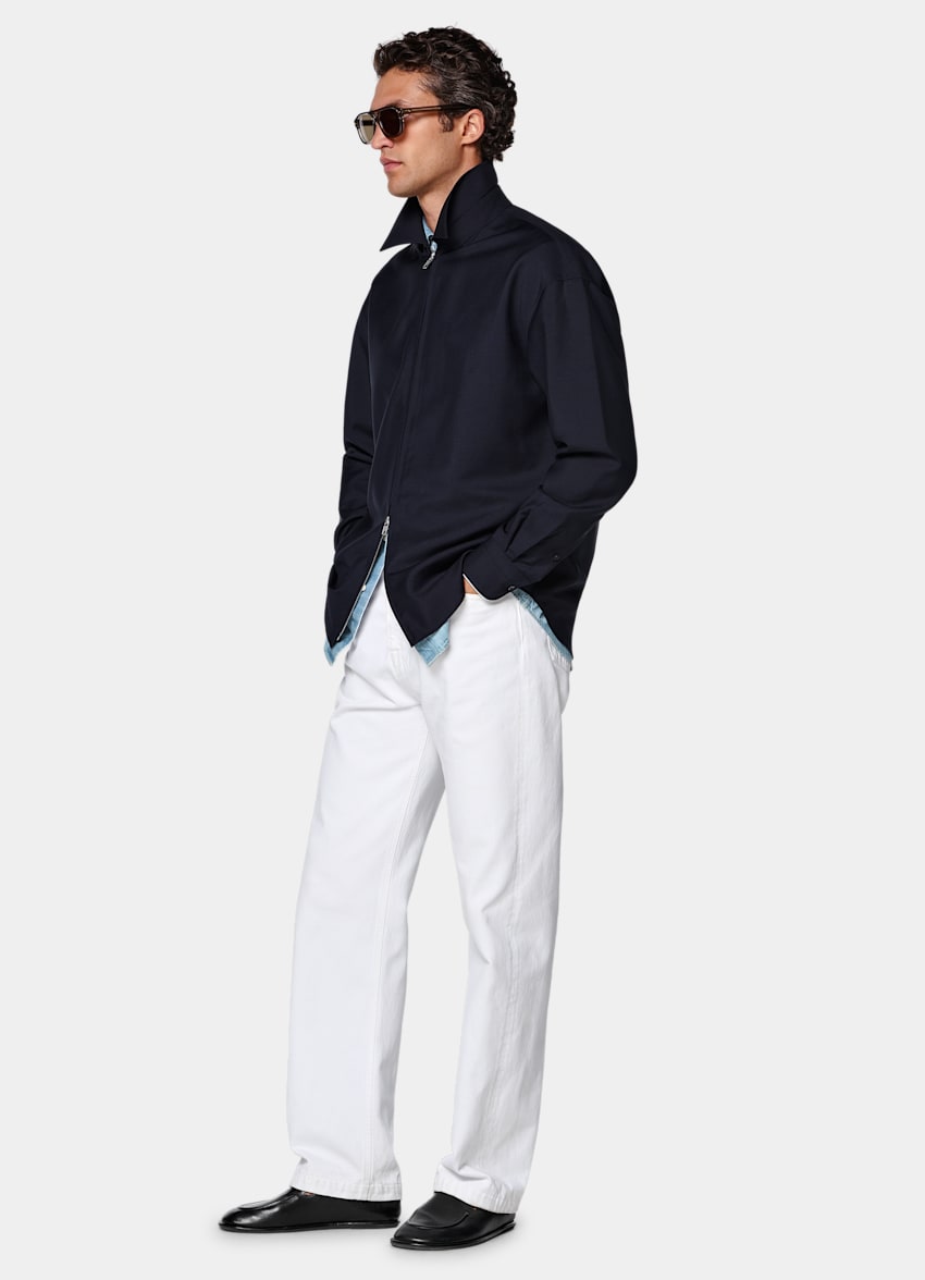 SUITSUPPLY Wool Mohair by Vitale Barberis Canonico, Italy Navy Wool Mohair Overshirt