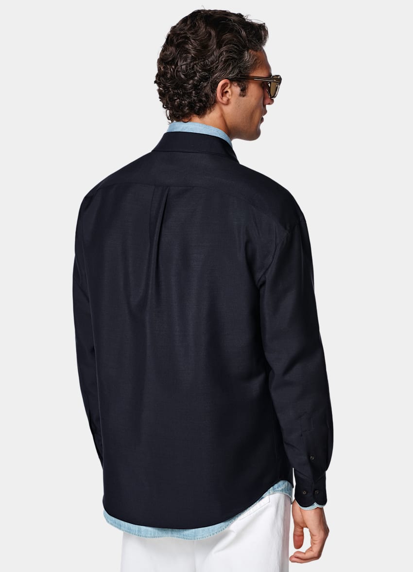 SUITSUPPLY Wool Mohair by Vitale Barberis Canonico, Italy Navy Wool Mohair Overshirt