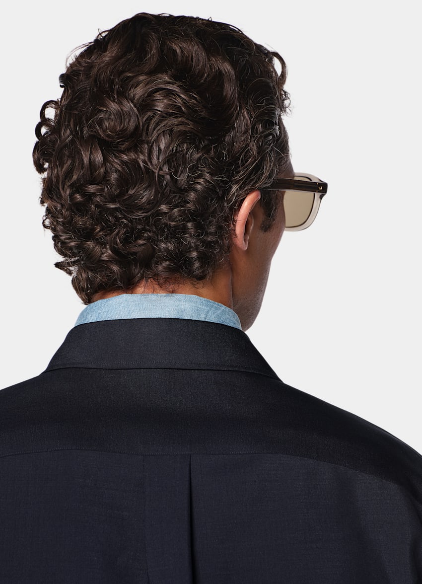 SUITSUPPLY Wool Mohair by Vitale Barberis Canonico, Italy Navy Wool Mohair Overshirt