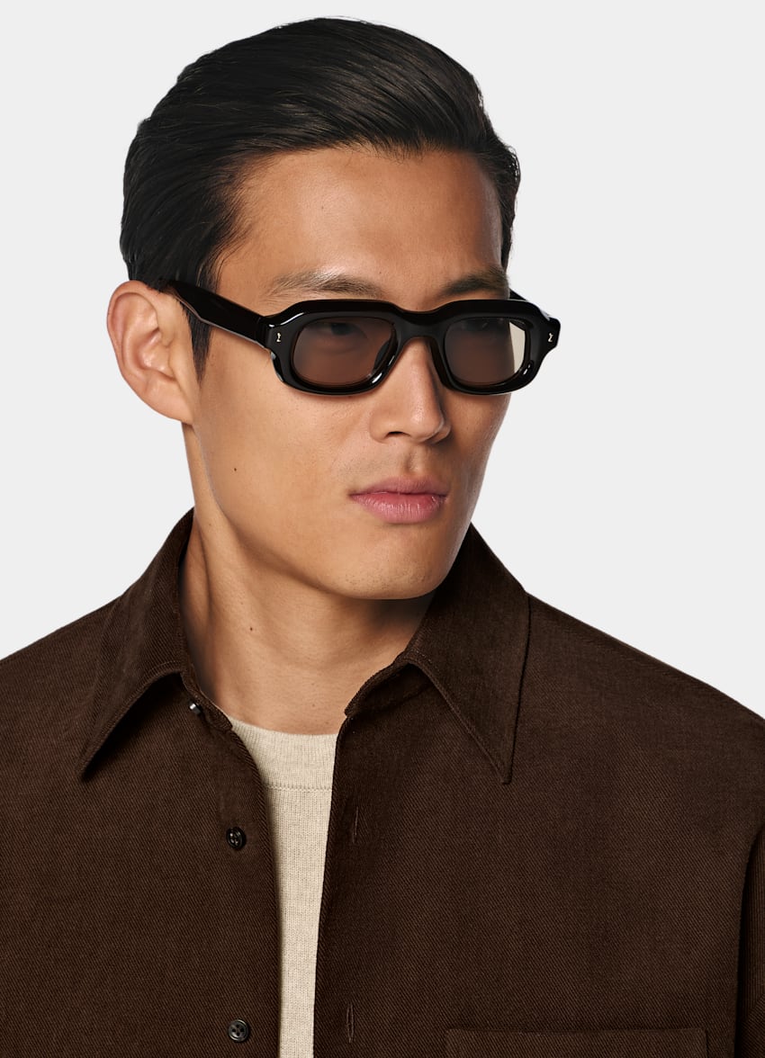 SUITSUPPLY Puro algod&oacute;n de Di Sondrio, Italia Sobrecamisa de algod&oacute;n marr&oacute;n oscuro