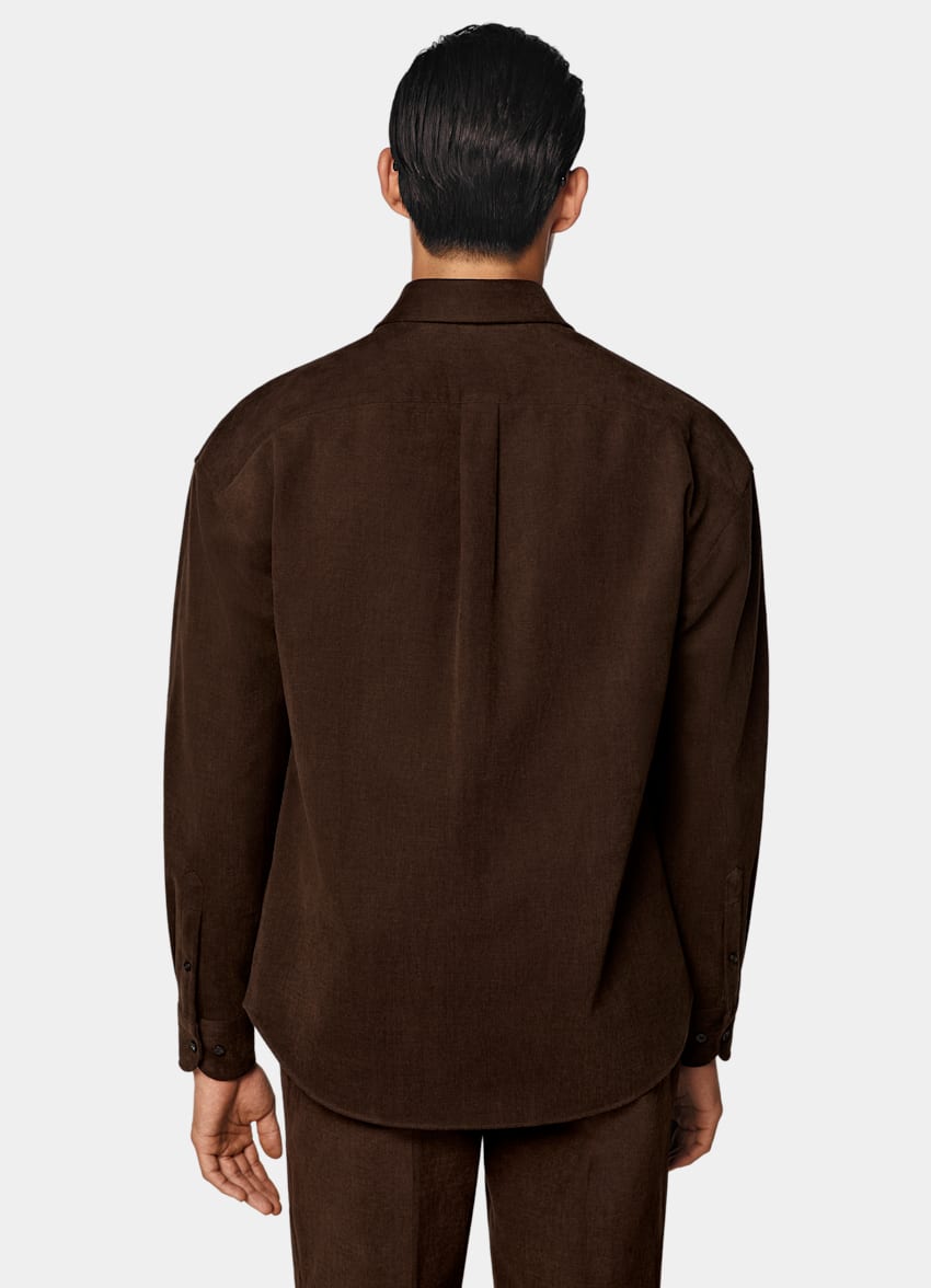 SUITSUPPLY Puro algod&oacute;n de Di Sondrio, Italia Sobrecamisa de algod&oacute;n marr&oacute;n oscuro