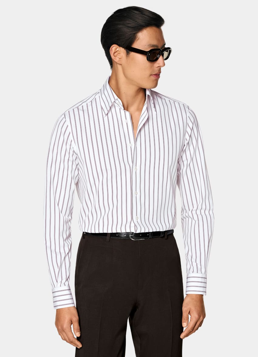 SUITSUPPLY Egyptian Cotton by Thomas Mason, Italy Dark Red Cotton Shirt