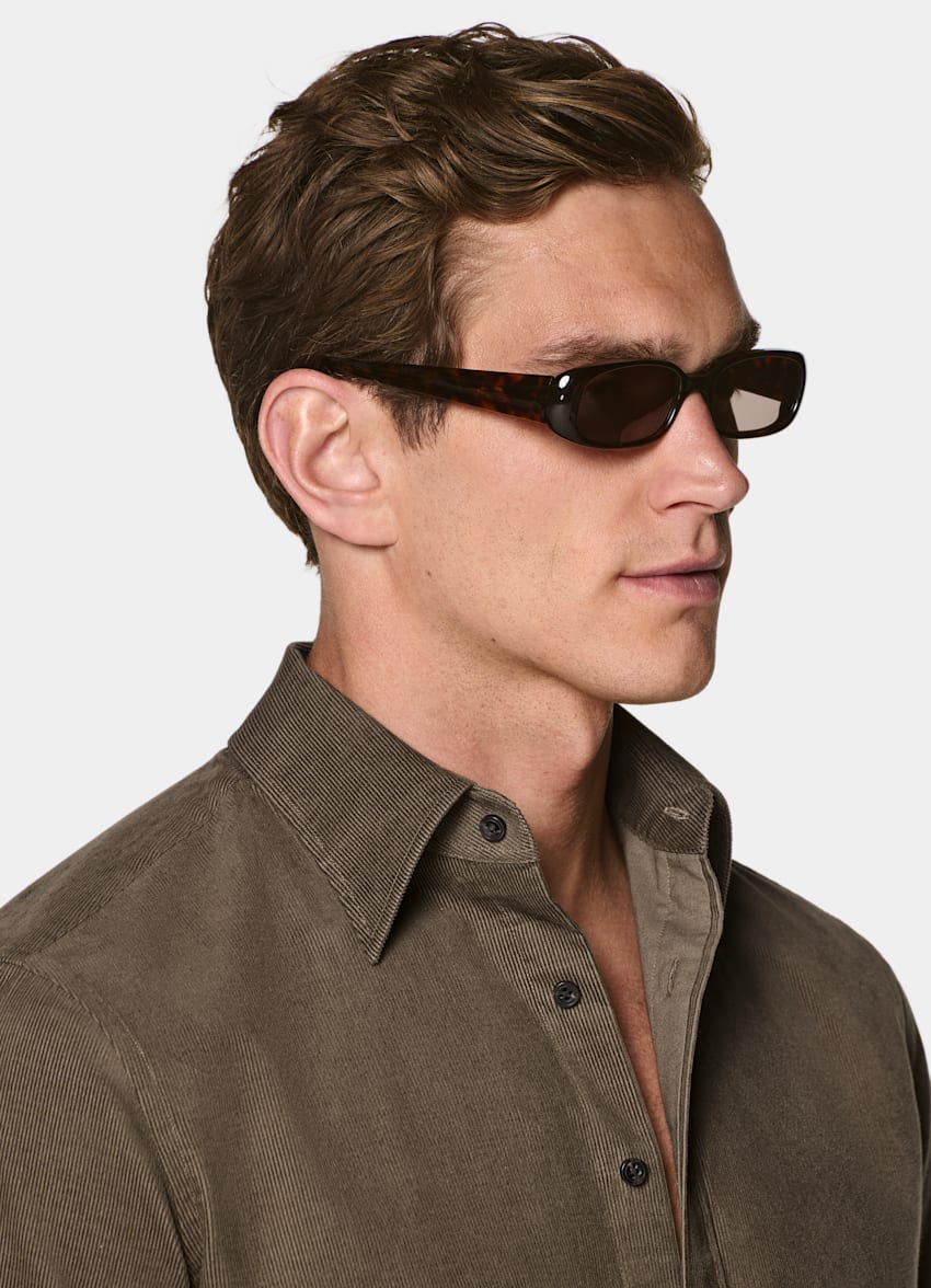 SUITSUPPLY Pure Cotton Corduroy - Pontoglio, Italie Dark Green Corduroy Shirt