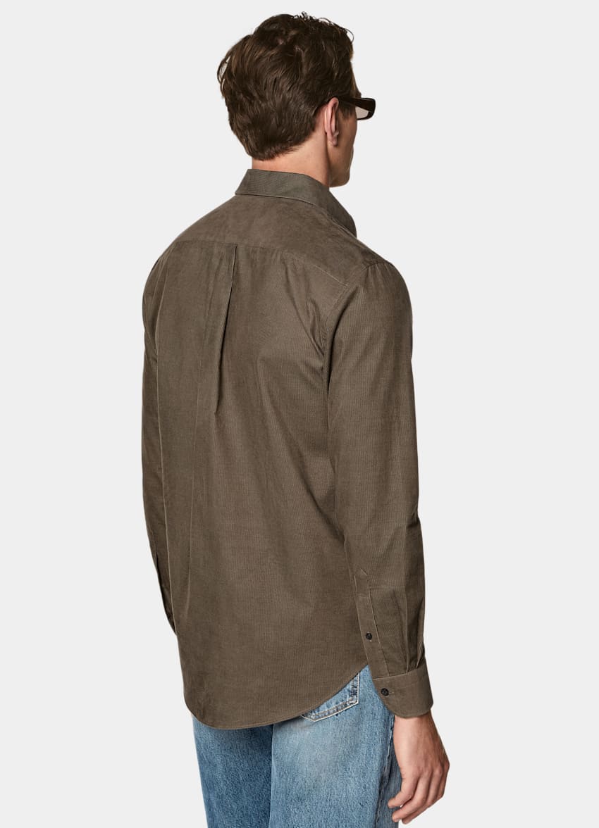 SUITSUPPLY Pure Cotton Corduroy - Pontoglio, Italie Dark Green Corduroy Shirt