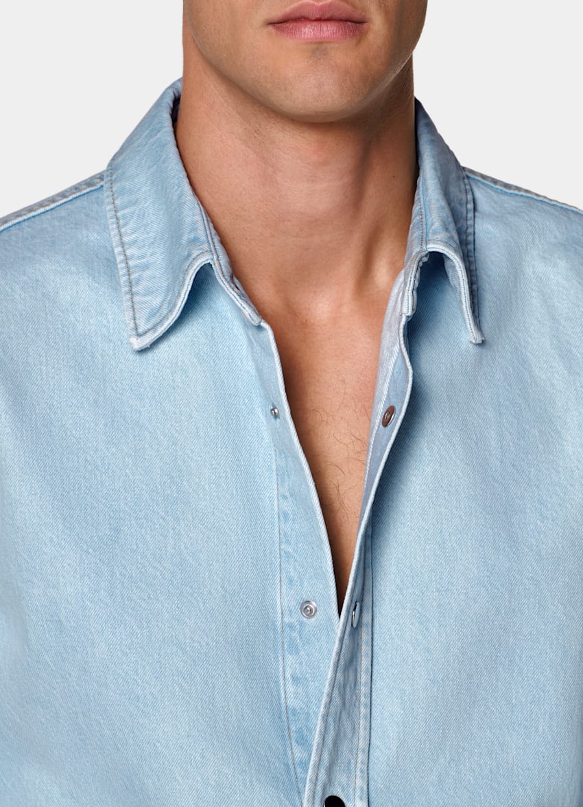 SUITSUPPLY Pure Cotton by Candiani, Italy Light Blue Cotton Shirt