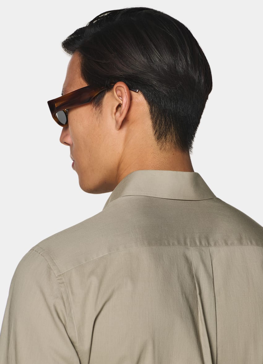 SUITSUPPLY Egyptian Cotton by Albini, Italy Mid Green Cotton Shirt