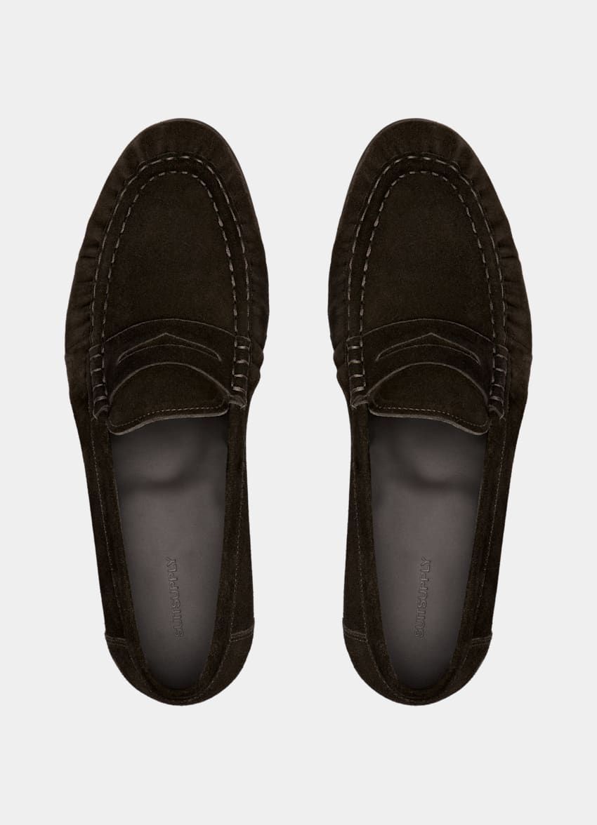SUITSUPPLY Suede Dark Brown Penny Loafer