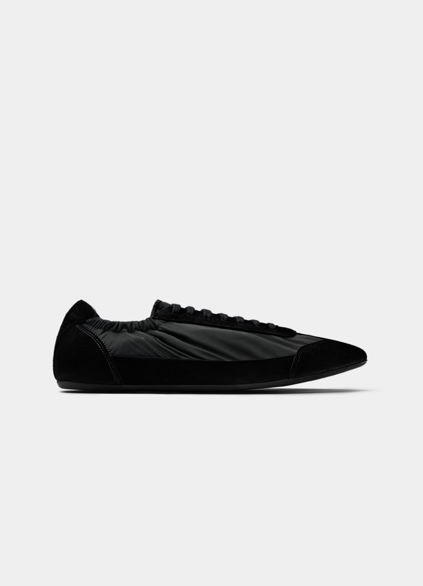 SUITSUPPLY Suede & Technical Fabric Black Sneaker