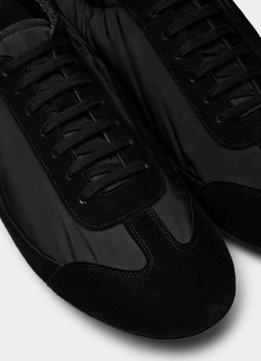 SUITSUPPLY Suede & Technical Fabric Black Sneaker
