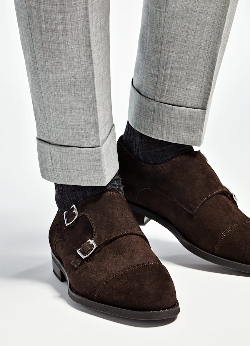 insect nooit Interactie Dark Brown Double Monk Strap | Calf Suede | Suitsupply Online Store