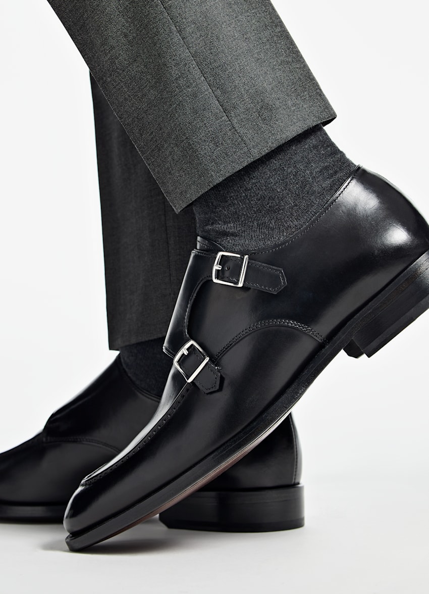 Black Double Monk Strap | Calf Leather | SUITSUPPLY AU