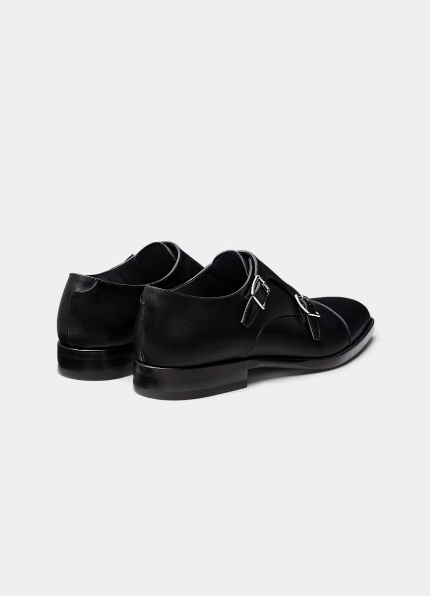 SUITSUPPLY Piel italiana de becerro Zapato negro de doble hebilla