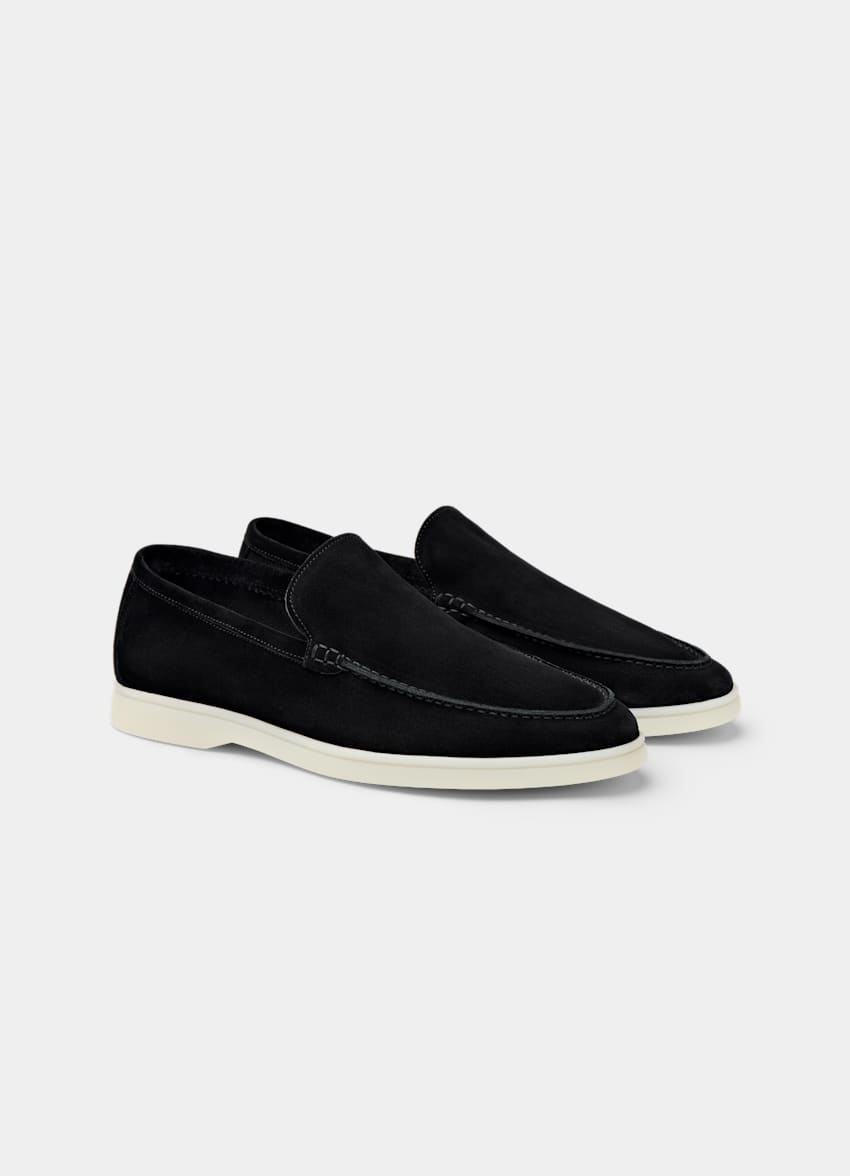 SUITSUPPLY Cuir de veau italien suédé Mocassins noirs