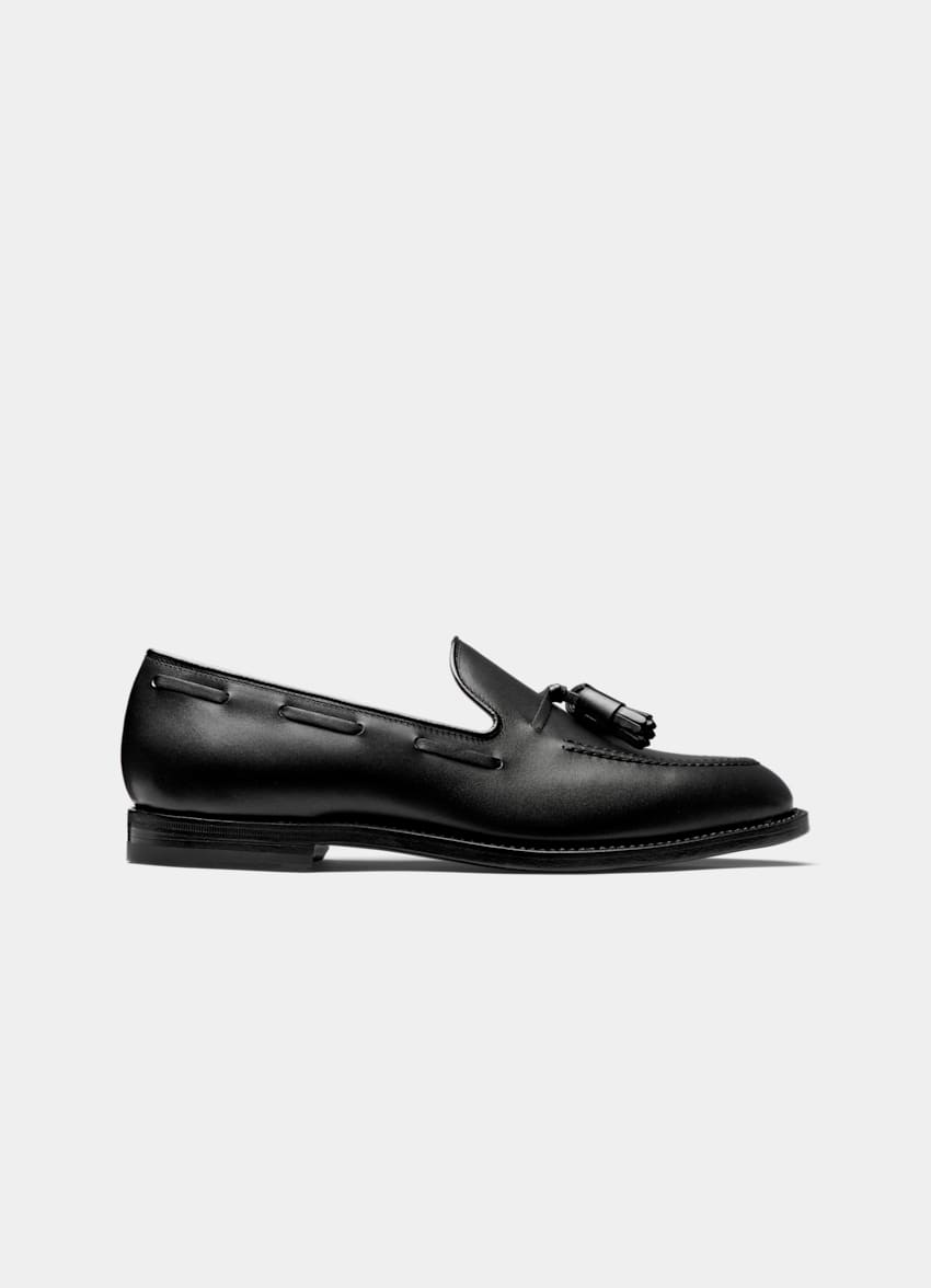 SUITSUPPLY Italian Calf Leather Black Tassel Loafer