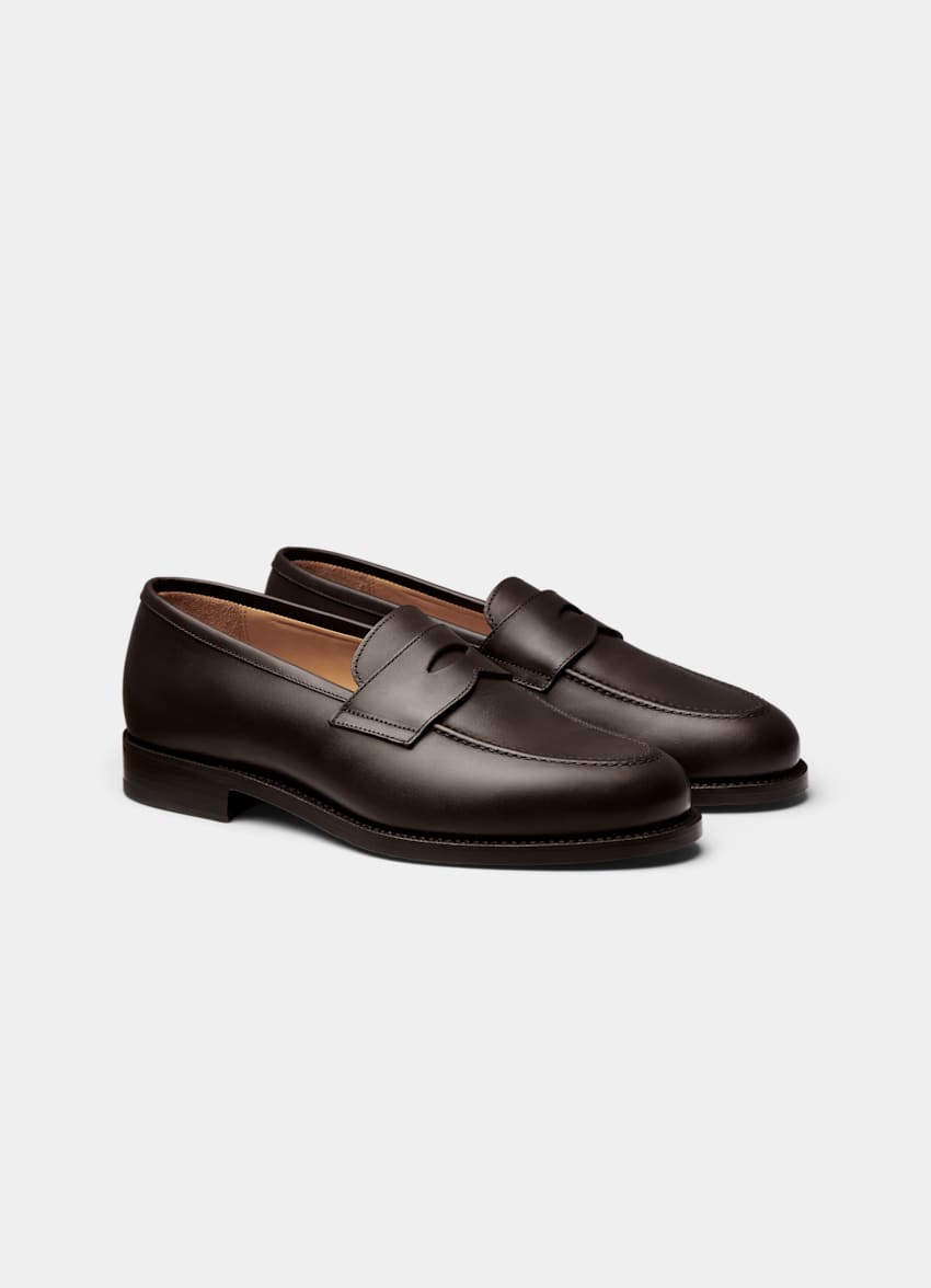 SUITSUPPLY Cuir de veau italien Mocassins marron foncé