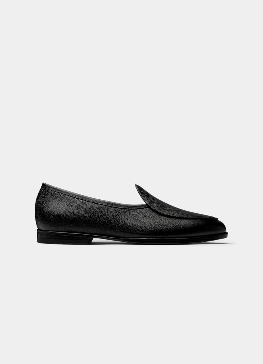 SUITSUPPLY Italian Grained Calf Leather Black Loafer