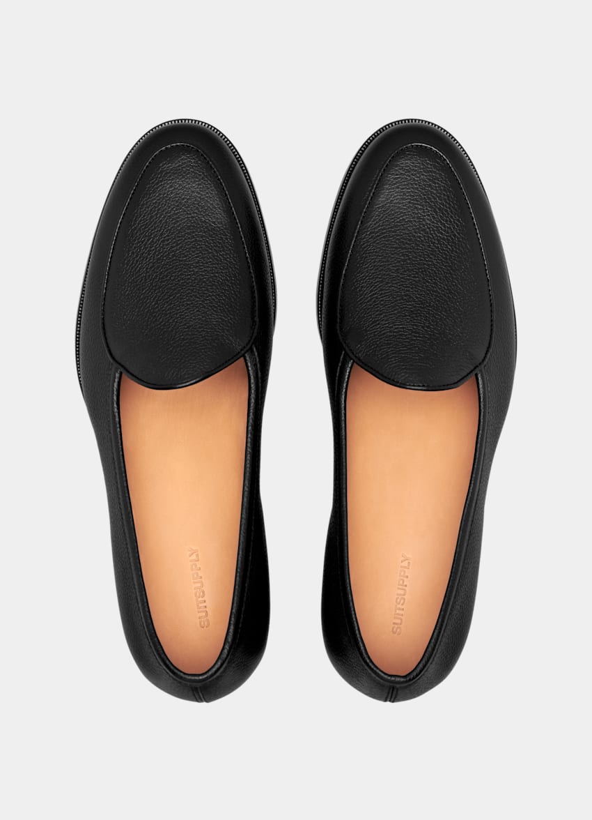 SUITSUPPLY Italian Grained Calf Leather Black Loafer