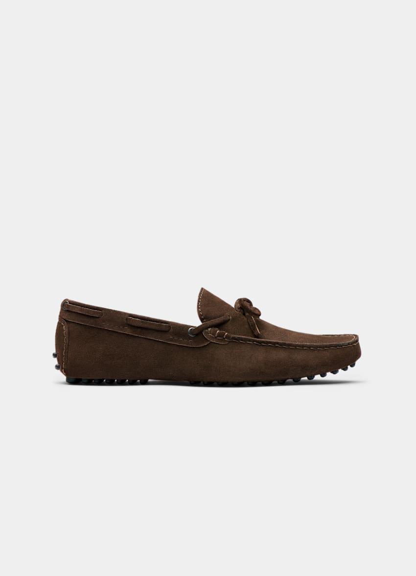 SUITSUPPLY Italian Calf Suede Mid Brown Driving Moccasins