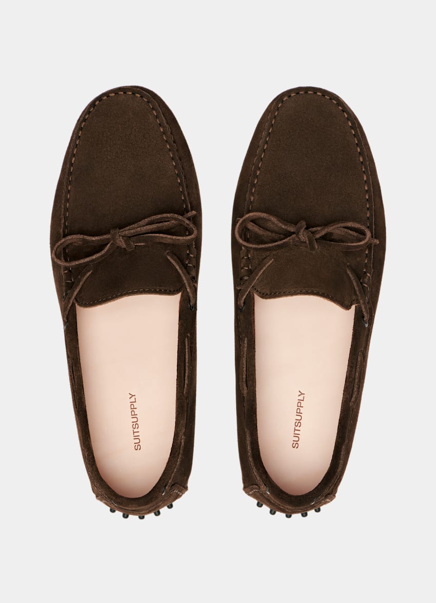 SUITSUPPLY Italian Calf Suede Mid Brown Driving Moccasins