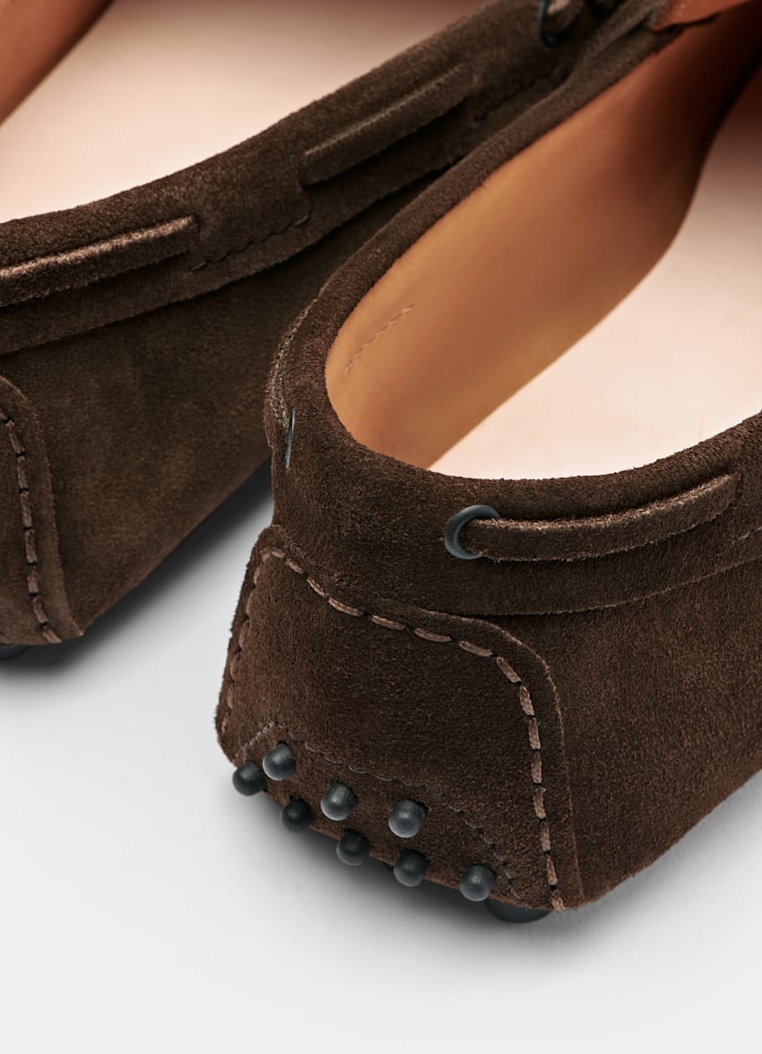 SUITSUPPLY Italian Calf Suede Mid Brown Driving Moccasins