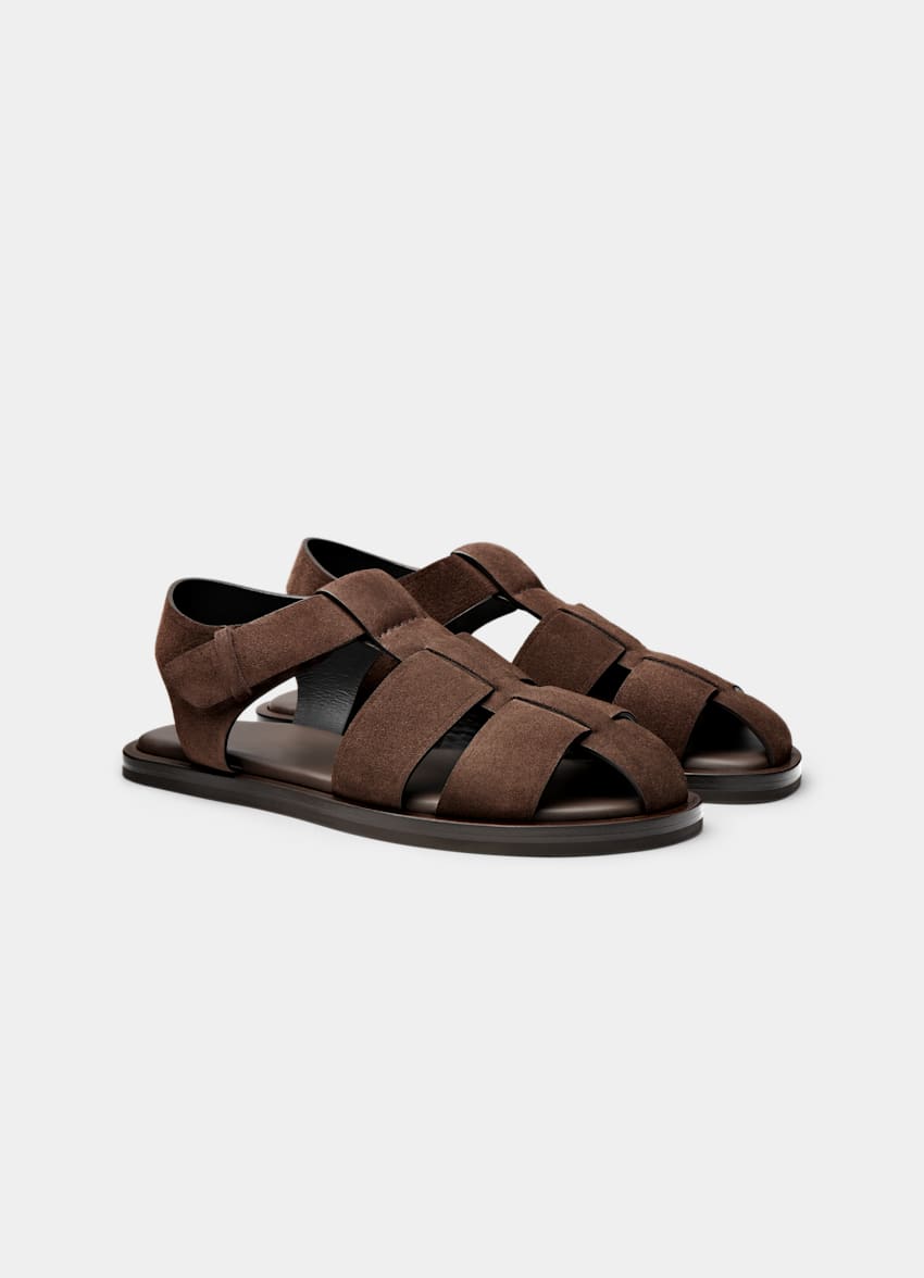 SUITSUPPLY Italian Calf Suede Dark Brown Sandal