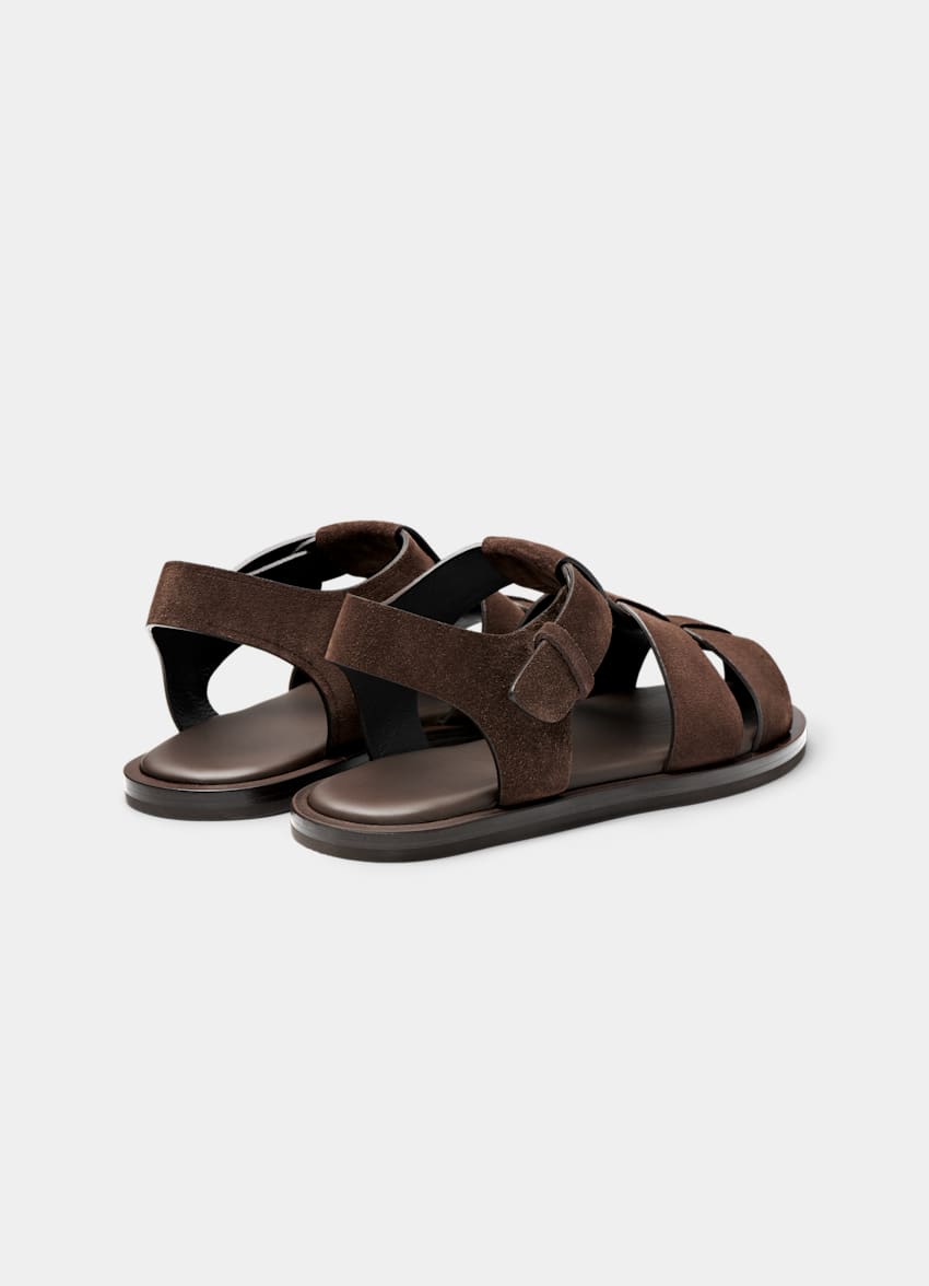SUITSUPPLY Italian Calf Suede Dark Brown Sandal