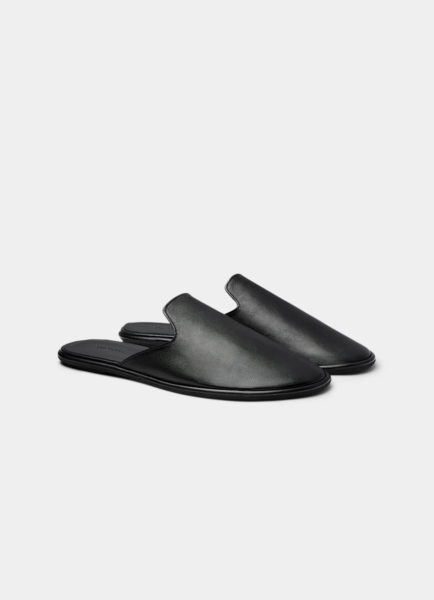 SUITSUPPLY Italian Calf Leather Black Slipper