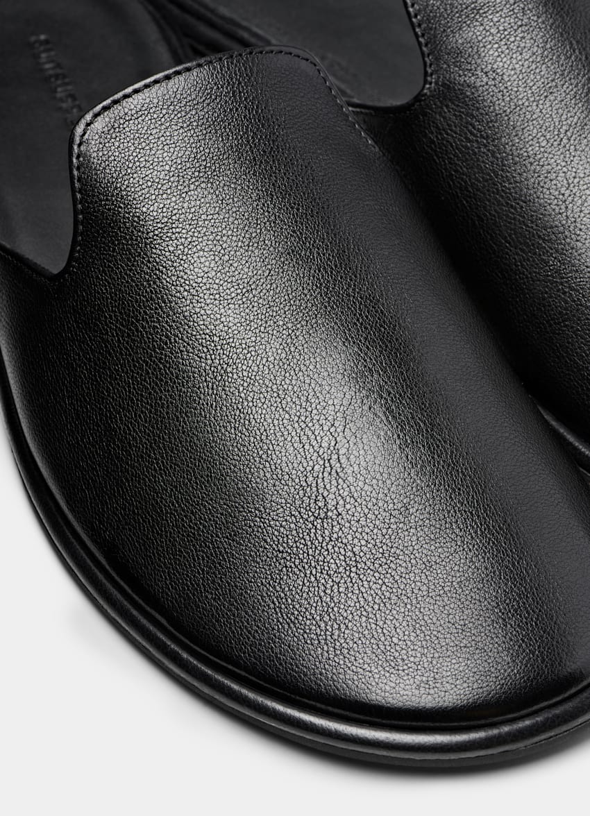 SUITSUPPLY Italian Calf Leather Black Slipper