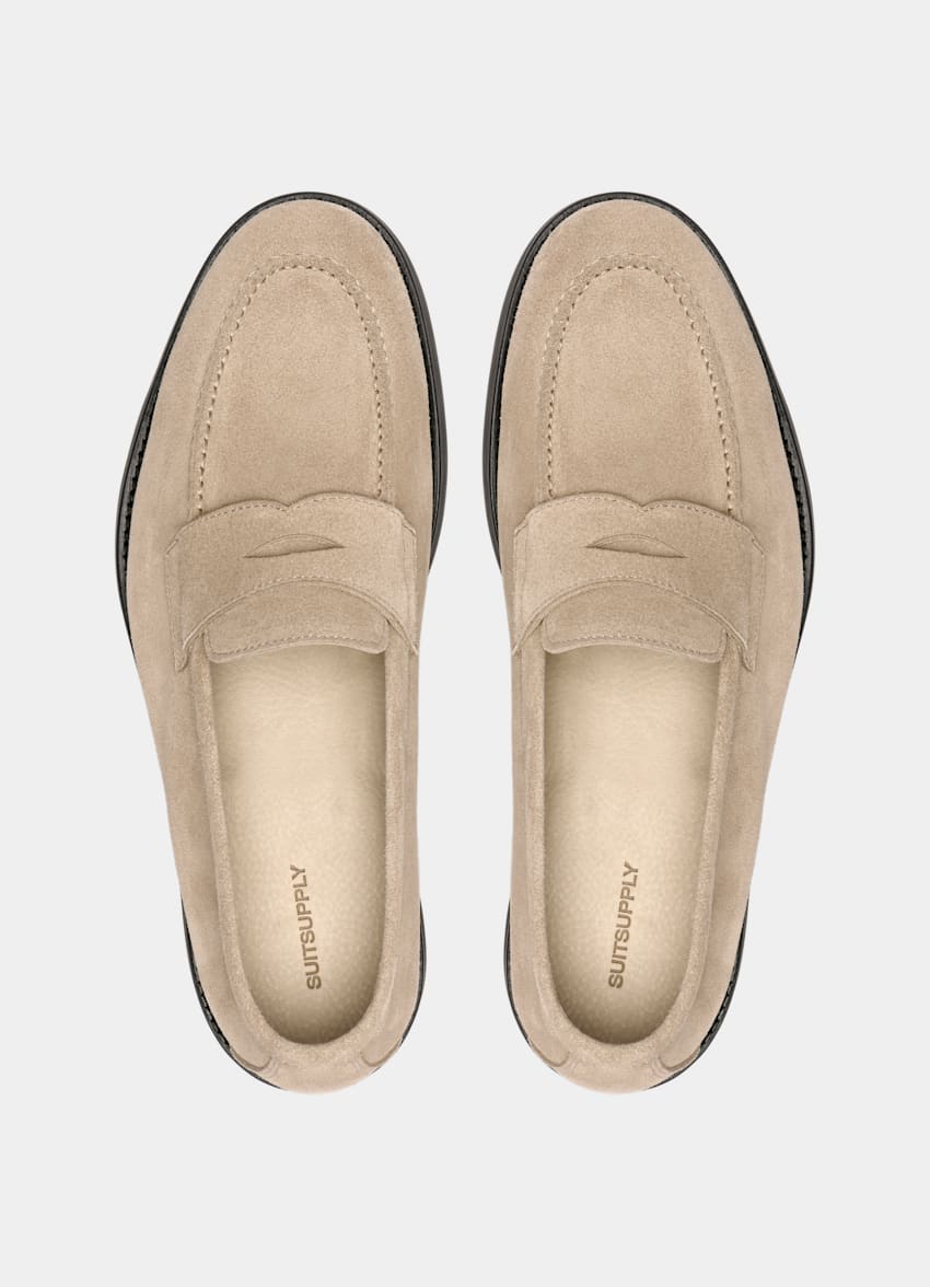 SUITSUPPLY Velourleder Pennyloafer Sandfarben