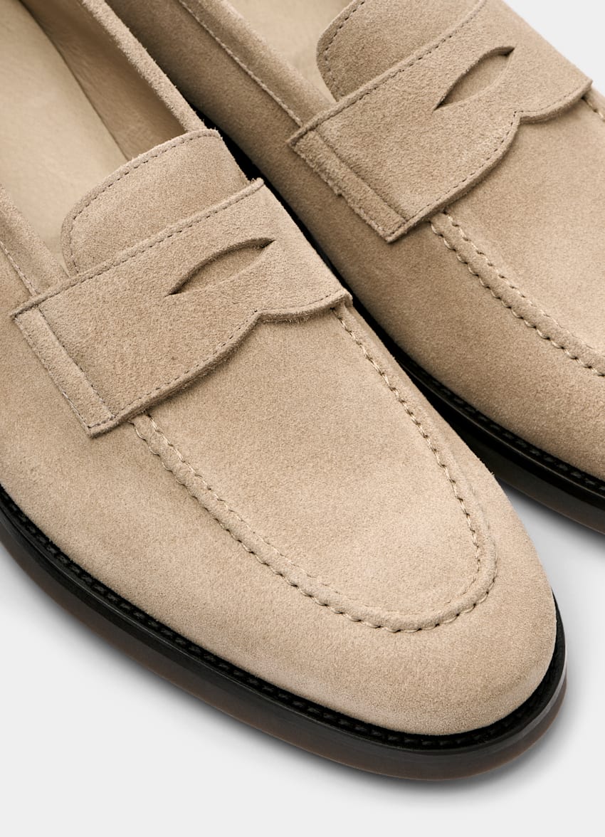 SUITSUPPLY Velourleder Pennyloafer Sandfarben