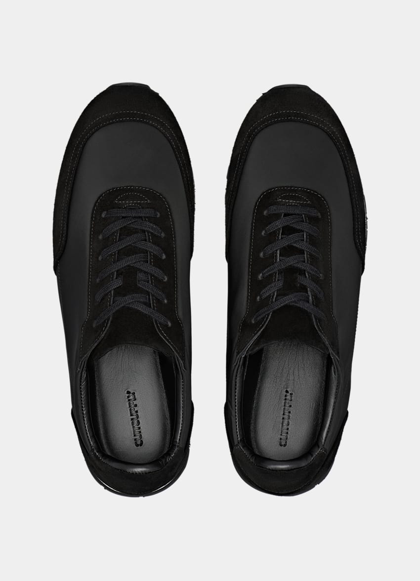 SUITSUPPLY Calf Suede & Mesh Black Sneaker