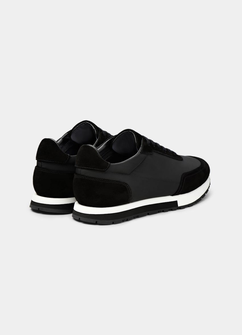 SUITSUPPLY Calf Suede & Mesh Black Sneaker