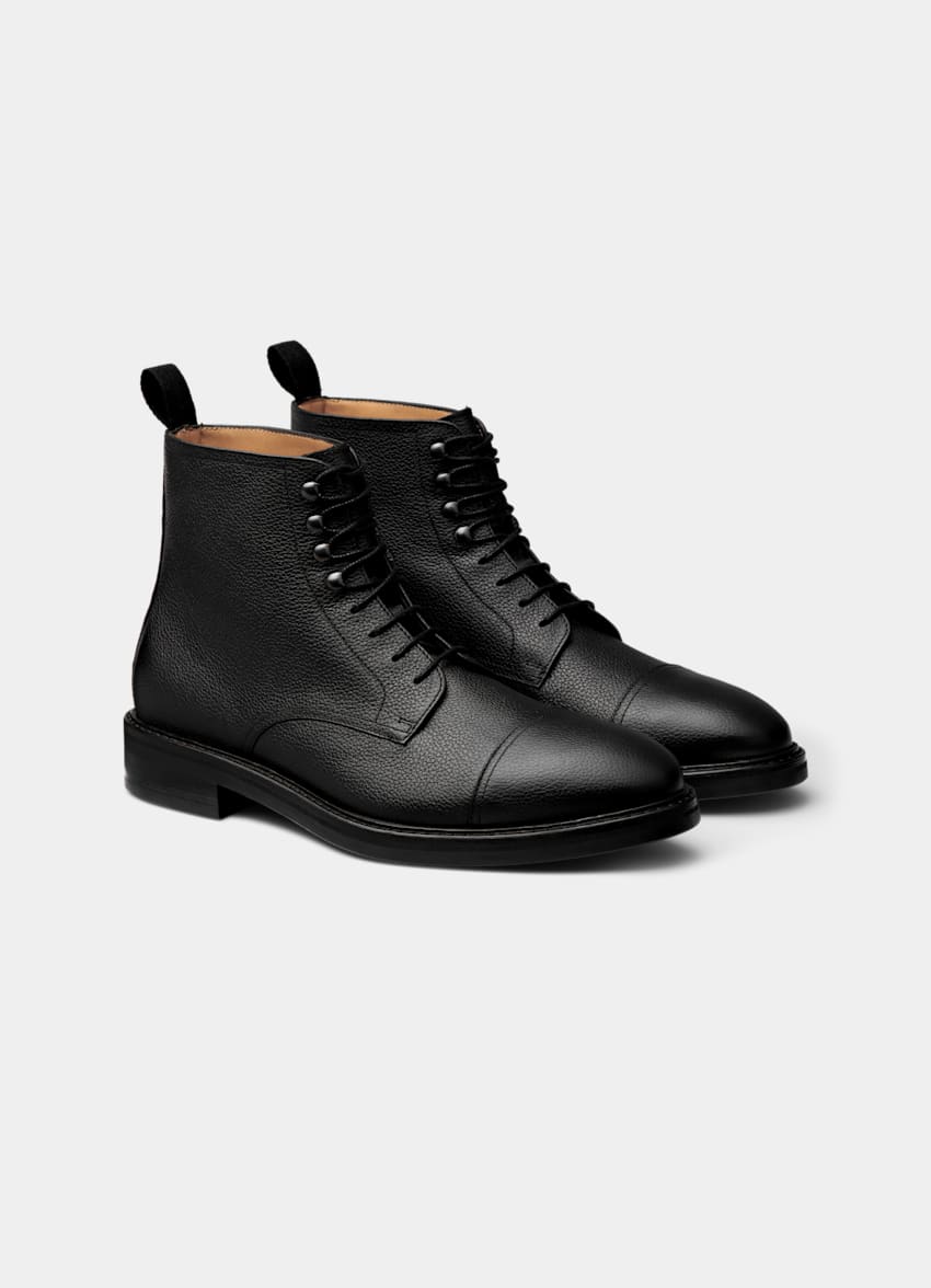 SUITSUPPLY Italienisches gekörntes Kalbsleder Schwarze Boots