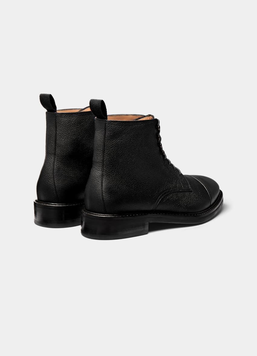 SUITSUPPLY Italienisches gekörntes Kalbsleder Schwarze Boots