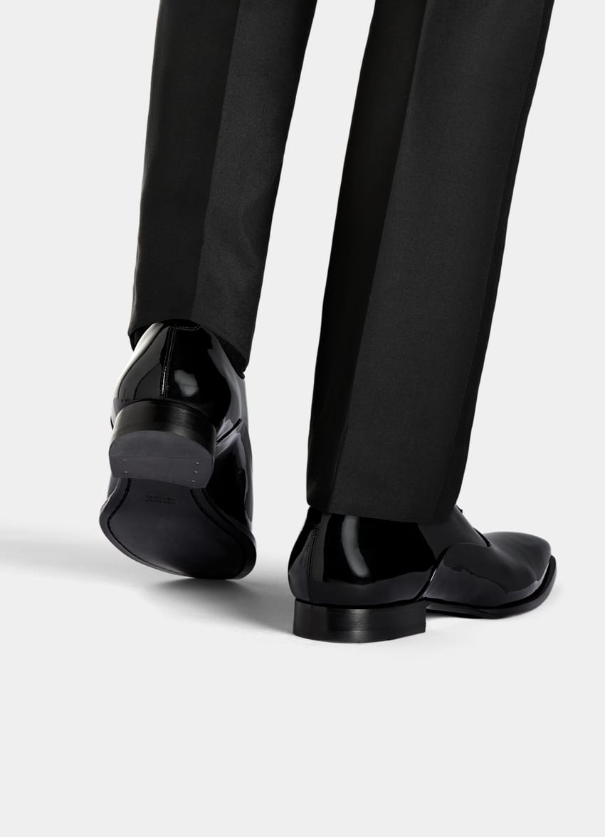 SUITSUPPLY Black Tuxedo Oxford, Patent Leather, Size: 12, Men's Shoes