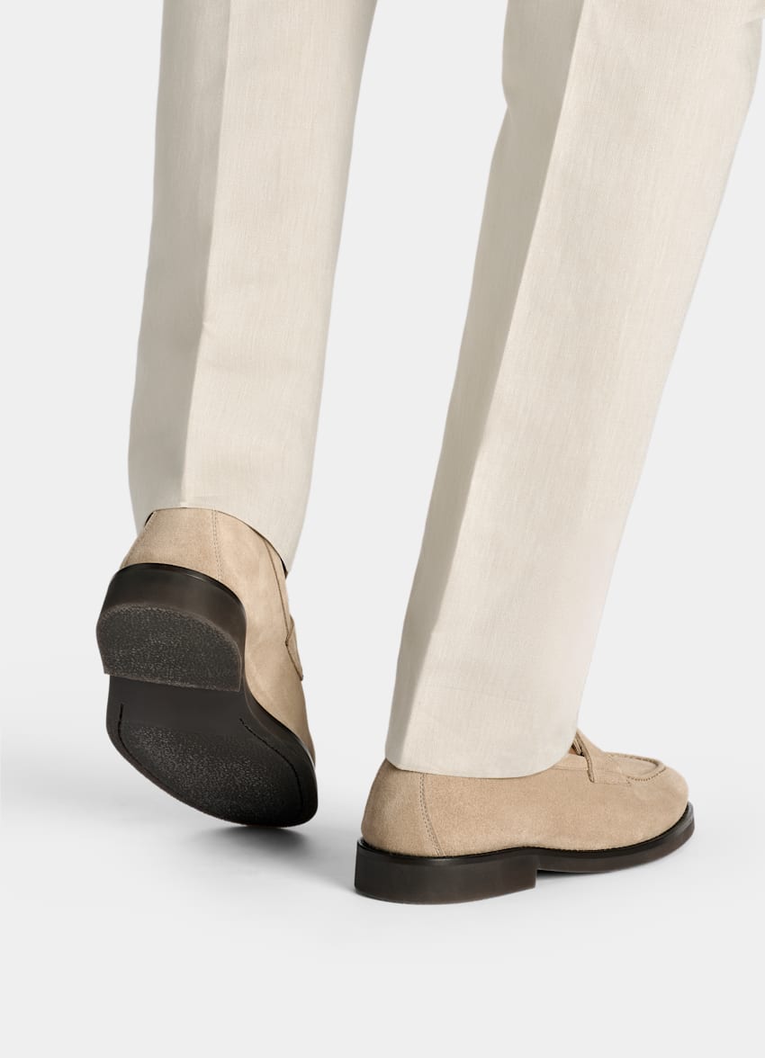 SUITSUPPLY Velourleder Pennyloafer Sandfarben